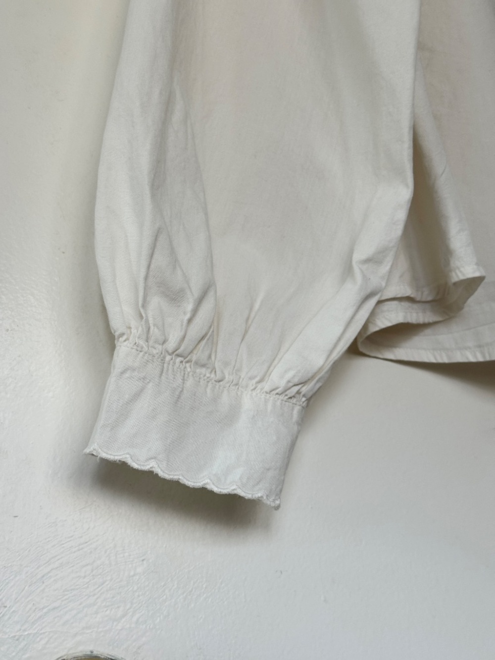 Zara White Embroidered Peter Pan Collar Cotton Blouse Top Cottagecore French - Picture 6 of 11